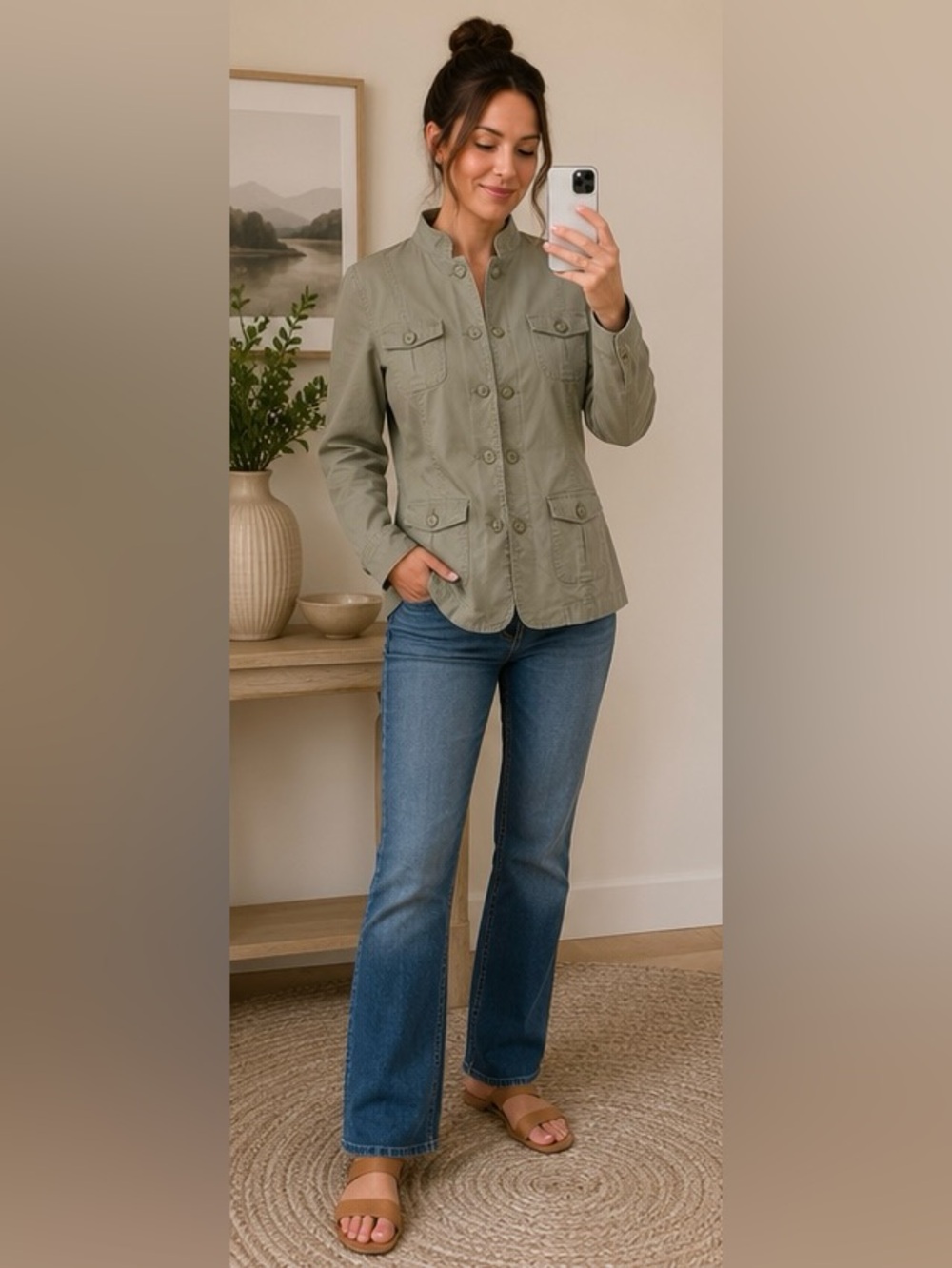 Lady Hathaway Olive Khaki Utility Safari Jacket Size L